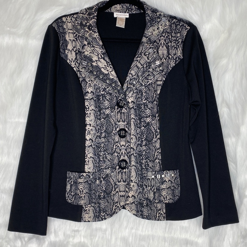 Monroe & Main Black With Snakeskin Blazer Medium